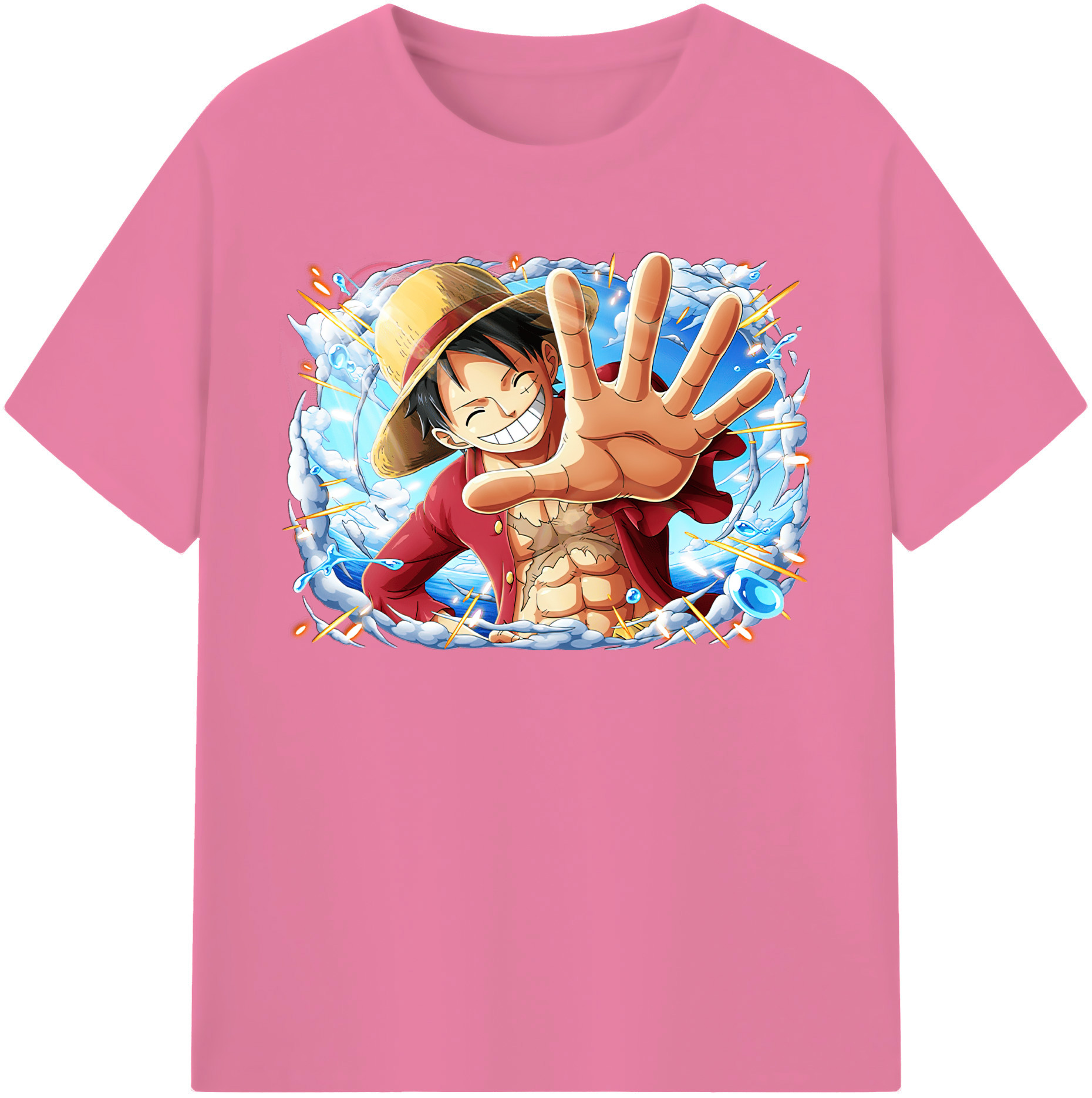 ワンピース モンキー・D・ルフィ ONE PIECE Monkey D. Luffy 綿100％半袖Tシャツ（フロントプリント）